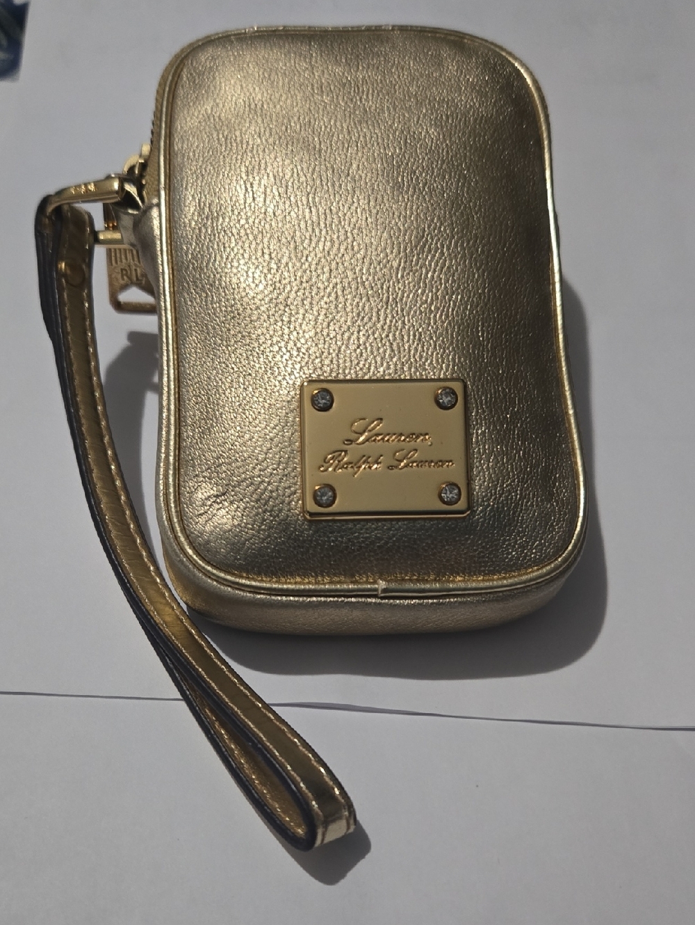 Lauren Ralph Lauren Metallic Gold Wristlet Pouch